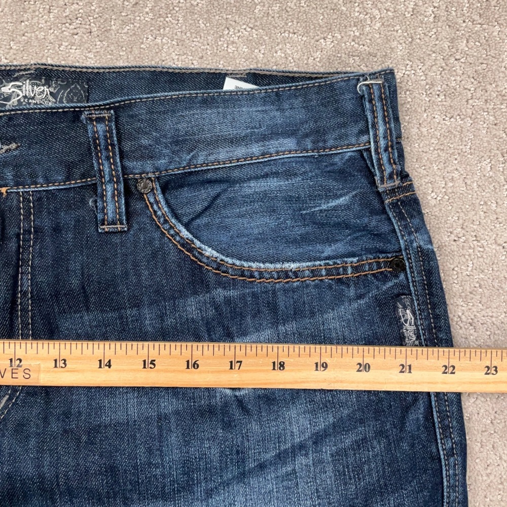Silver Jeans Co Jeans Mens 36x30 Blue Nash Whisker Straight Western Stitch Denim - Picture 6 of 12